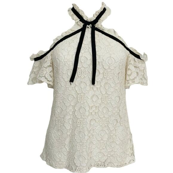 Shoshana Watts Ivory Lace Parisian Style Lace Blouse Size Medium - Picture 2 of 3